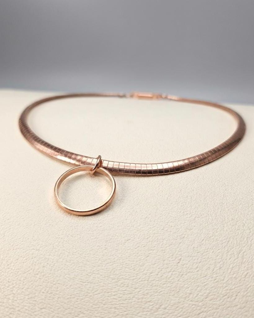Rose Gold Day Collar Necklace O Ring with Permanent Locking Options | Partner Couples Jewelry