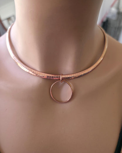 Rose Gold Day Collar Necklace O Ring with Permanent Locking Options | Partner Couples Jewelry