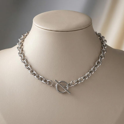 Chunky Cable Link Toggle Collar Choker Necklace / Waterproof Non Tarnish Steel