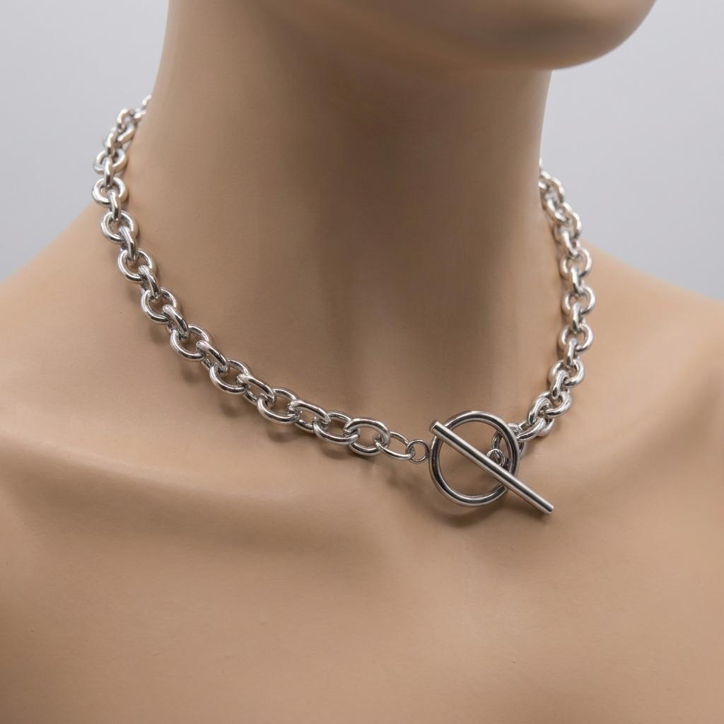 Chunky Cable Link Toggle Collar Choker Necklace / Waterproof Non Tarnish Steel