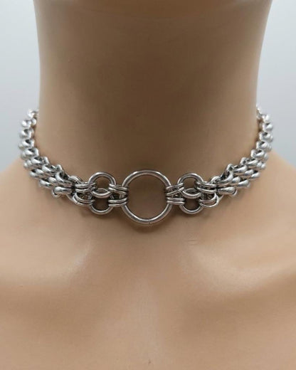 Steel Day Collar Chainmail Unique Chunky Chain Choker Necklace | Adjustable, BDSM Style Couples jewelry
