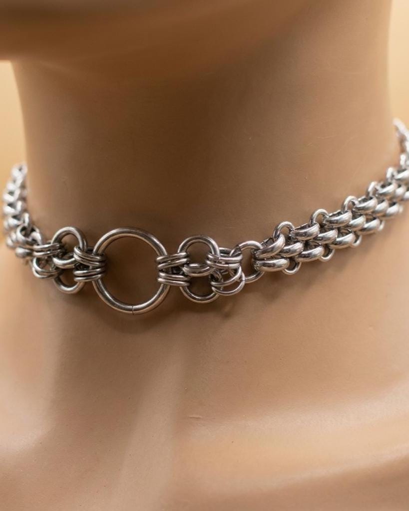 Steel Day Collar Chainmail Unique Chunky Chain Choker Necklace | Adjustable, BDSM Style Couples jewelry