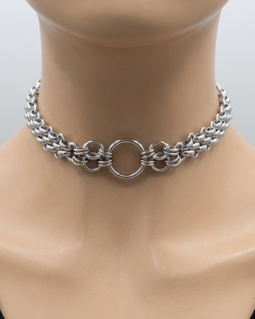 Steel Day Collar Chainmail Unique Chunky Chain Choker Necklace | Adjustable, BDSM Style Couples jewelry