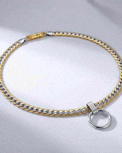 Steel Adjustable Day Collar Necklace, O Ring Choker, Locking Option, Unisex Jewelry, 14–21 Inch