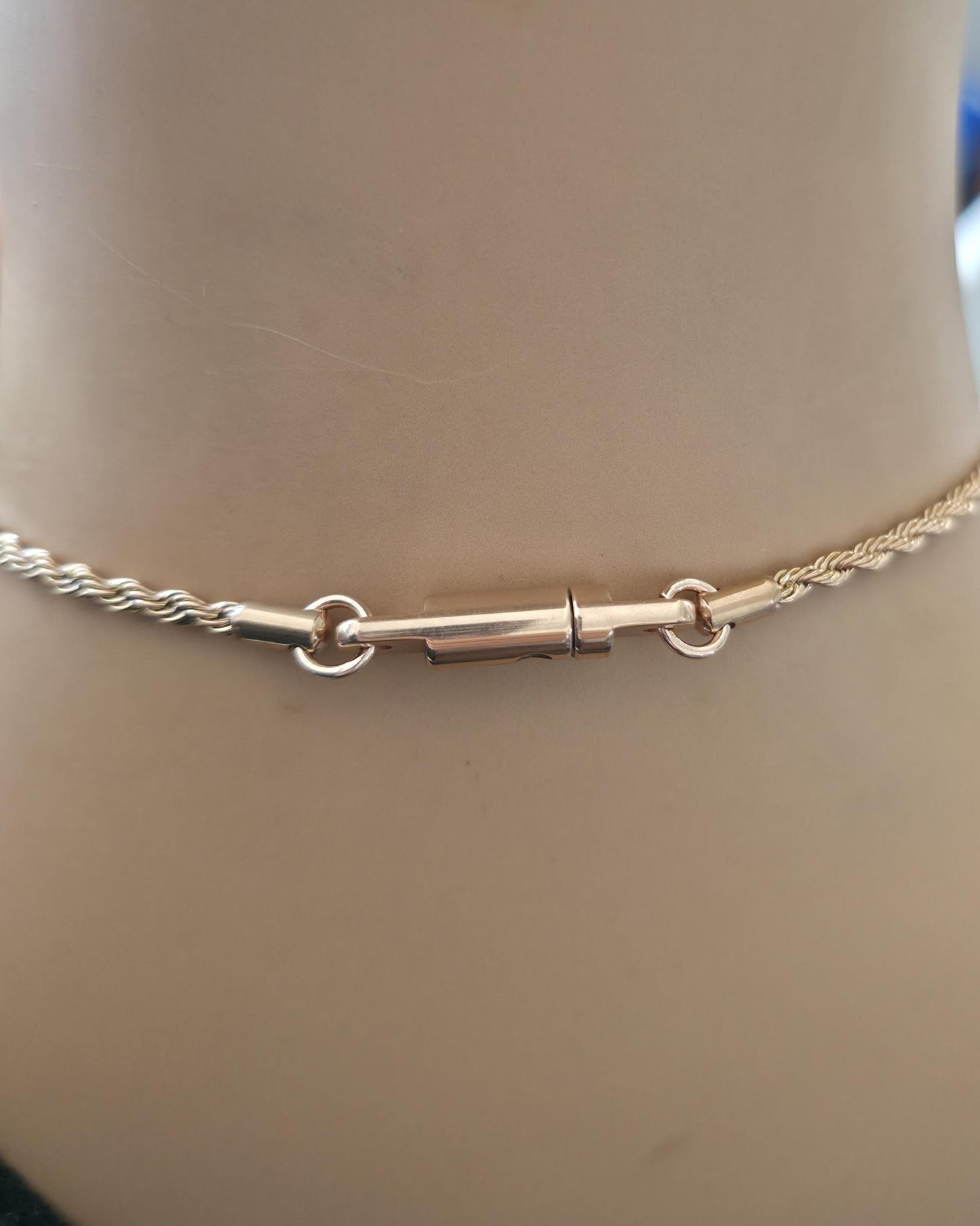 Rose Gold Day Collar Choker Necklace, Locking Clasp Option, Jewelry for Couples