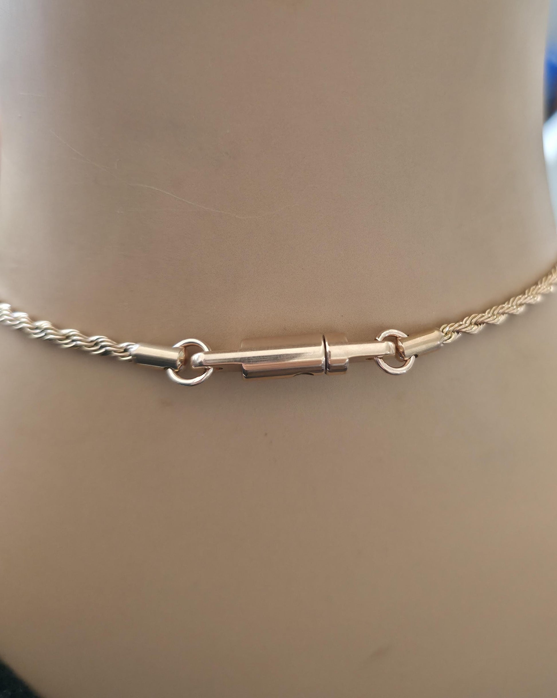 Rose Gold Day Collar Choker Necklace, Locking Clasp Option, Jewelry for Couples