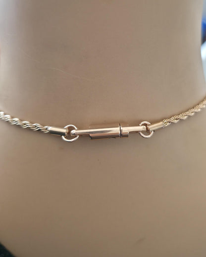 Rose Gold Day Collar Choker Necklace, Locking Clasp Option, Jewelry for Couples