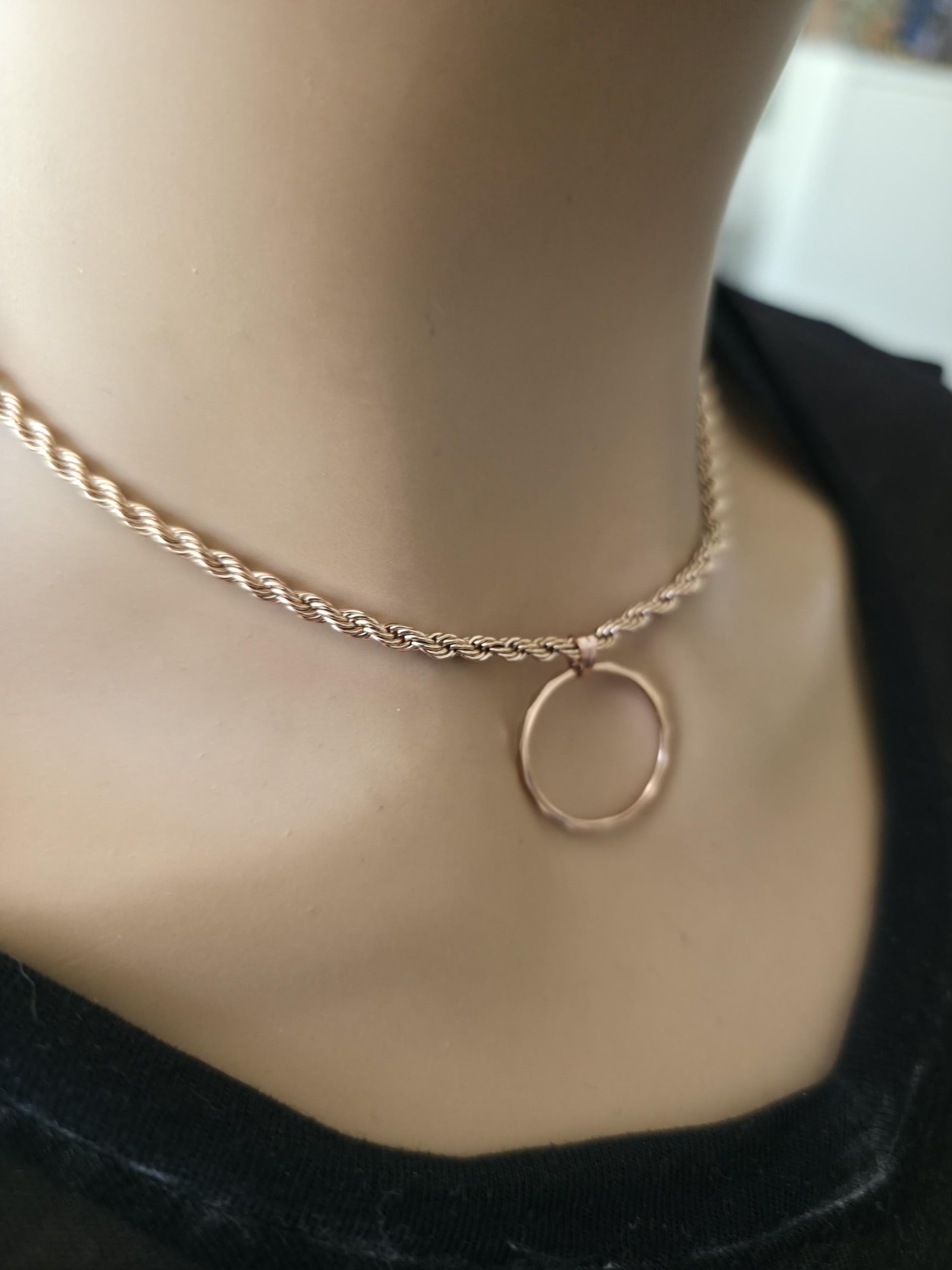 Rose Gold Day Collar Choker Necklace, Locking Clasp Option, Jewelry for Couples