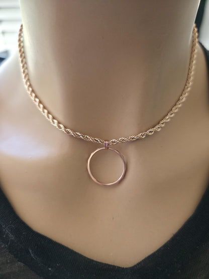 Rose Gold Day Collar Choker Necklace, Locking Clasp Option, Jewelry for Couples