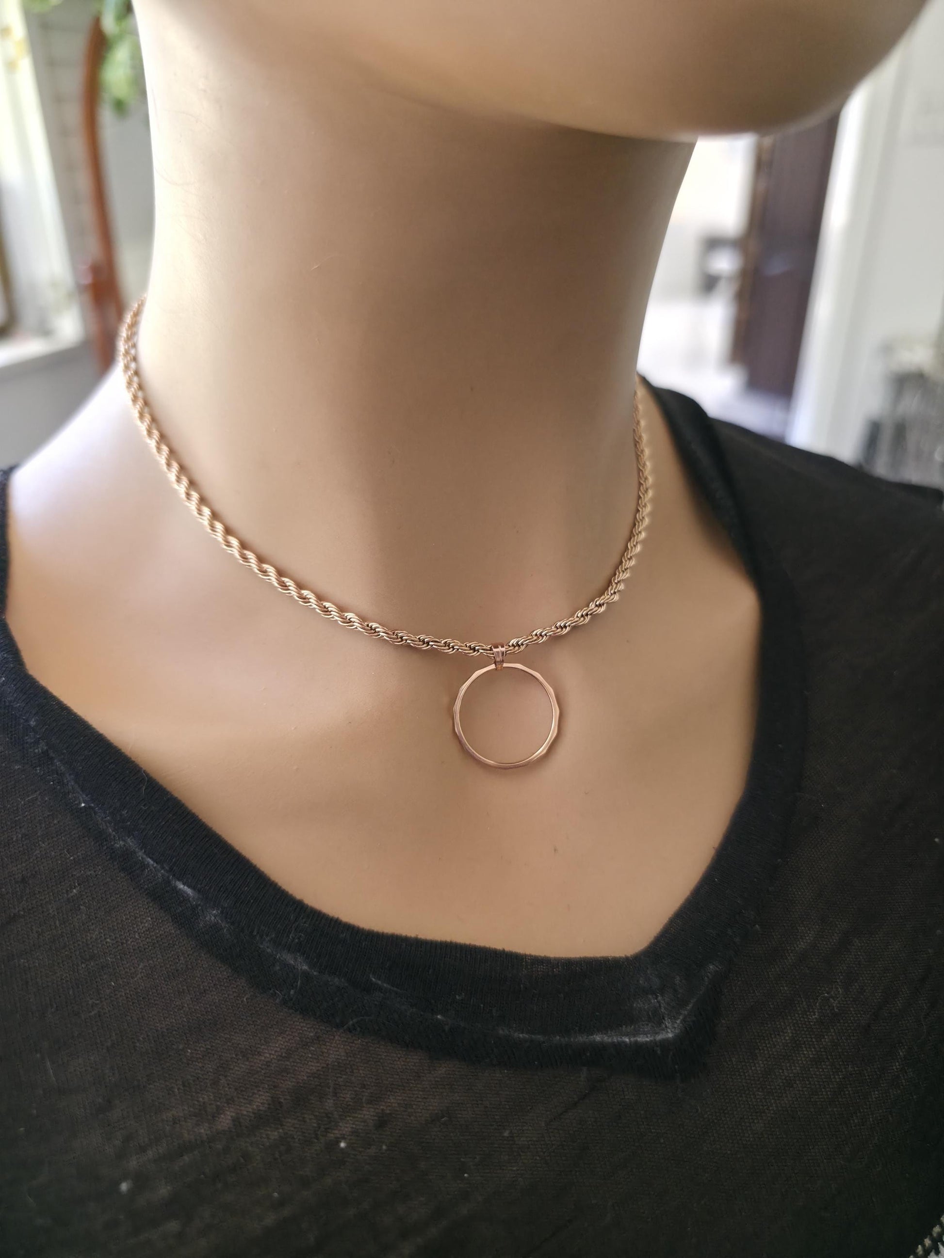 Rose Gold Day Collar Choker Necklace, Locking Clasp Option, Jewelry for Couples