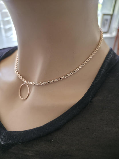 Rose Gold Day Collar Choker Necklace, Locking Clasp Option, Jewelry for Couples
