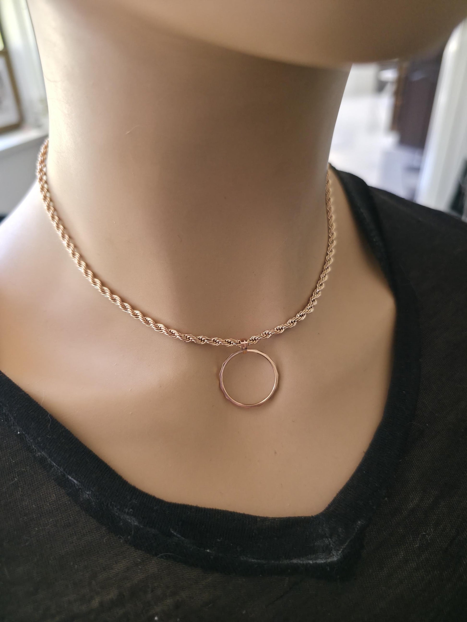 Rose Gold Day Collar Choker Necklace, Locking Clasp Option, Jewelry for Couples