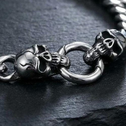 Steel Heavy Duty Skull Clasp Mens Chunky Chain Choker Necklace: Goth Punk Metal Viking Necklace