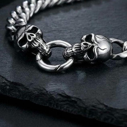 Steel Heavy Duty Skull Clasp Mens Chunky Chain Choker Necklace: Goth Punk Metal Viking Necklace