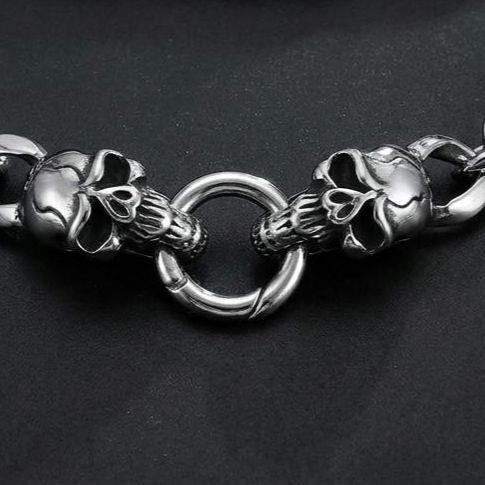 Steel Heavy Duty Skull Clasp Mens Chunky Chain Choker Necklace: Goth Punk Metal Viking Necklace