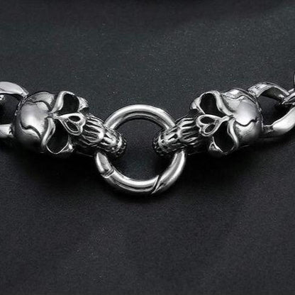 Steel Heavy Duty Skull Clasp Mens Chunky Chain Choker Necklace: Goth Punk Metal Viking Necklace