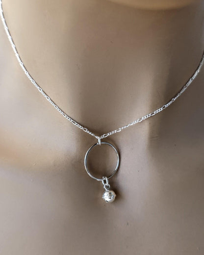 Sterling Silver Day Collar Minimalist Dainty Necklace with Bell - Locking Option - Partner Jewelry