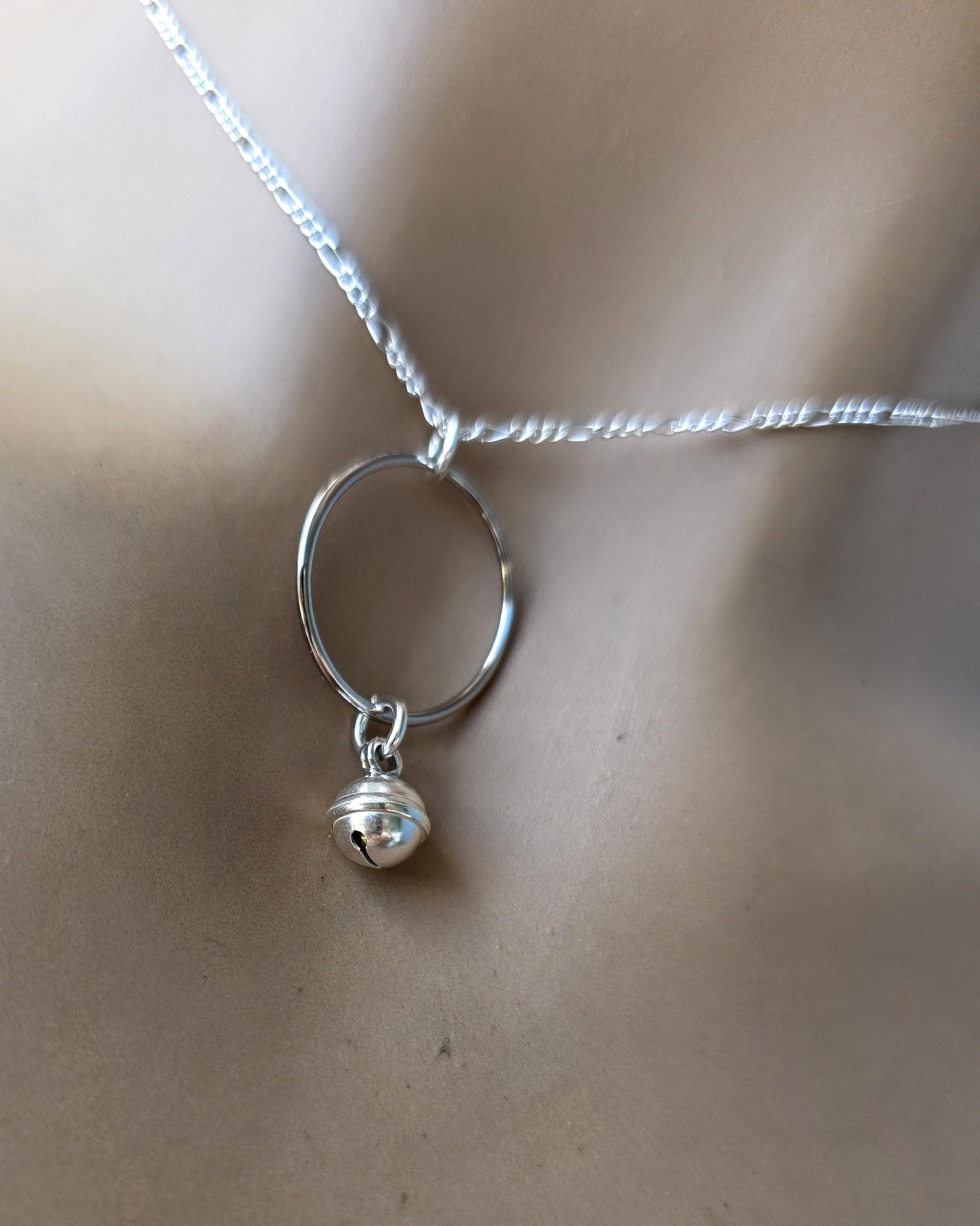 Sterling Silver Day Collar Minimalist Dainty Necklace with Bell - Locking Option - Partner Jewelry