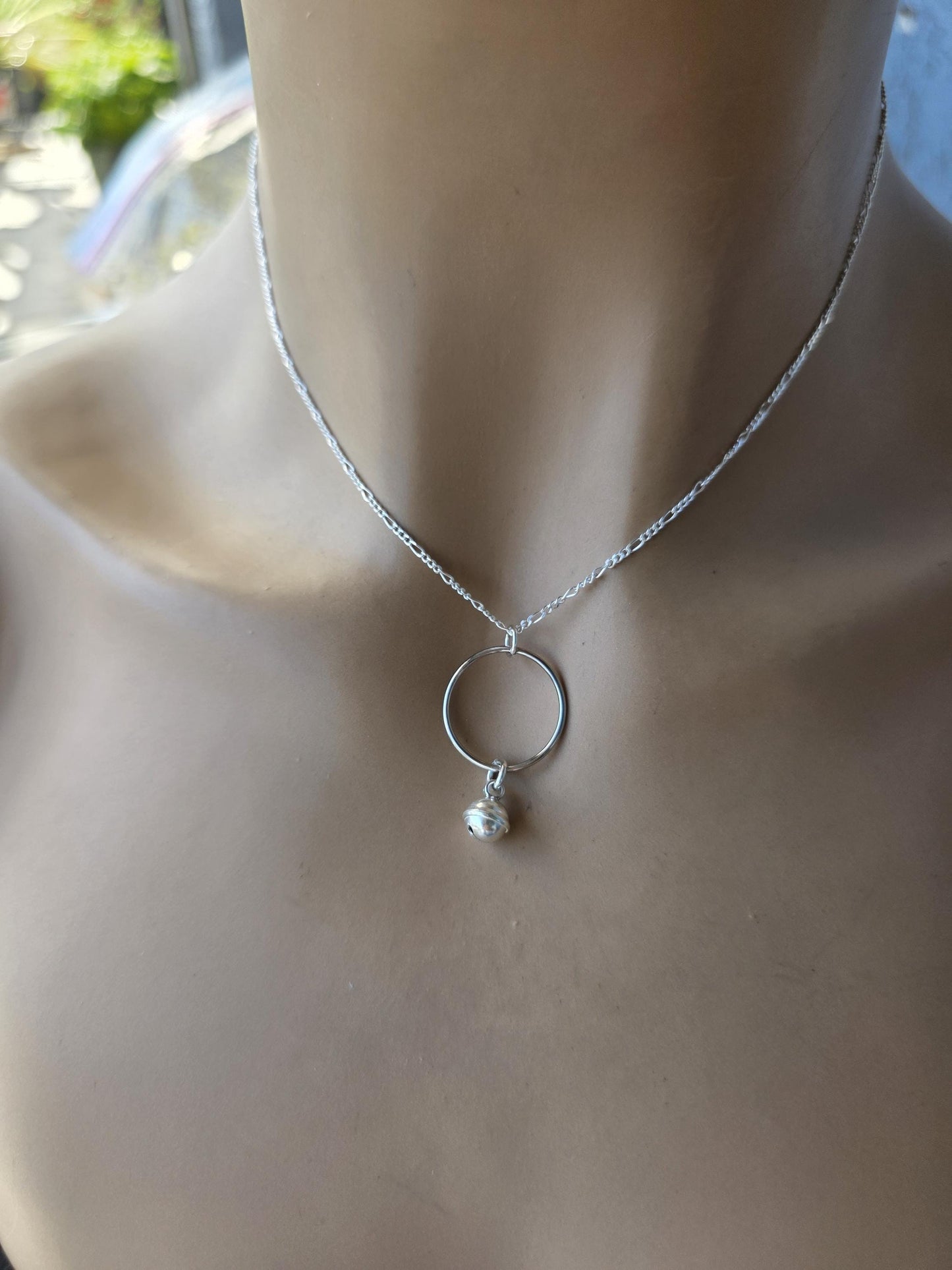 Sterling Silver Day Collar Necklace with Heart Charm on Herringbone Chain - Locking Option - Partner Jewelry