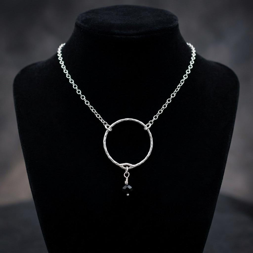 Sterling Silver Day Collar Necklace with Onyx - Locking Option - Handmade Artisan Partner Jewelry