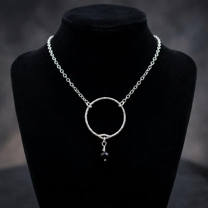 Sterling Silver Day Collar Necklace with Onyx - Locking Option - Handmade Artisan Partner Jewelry
