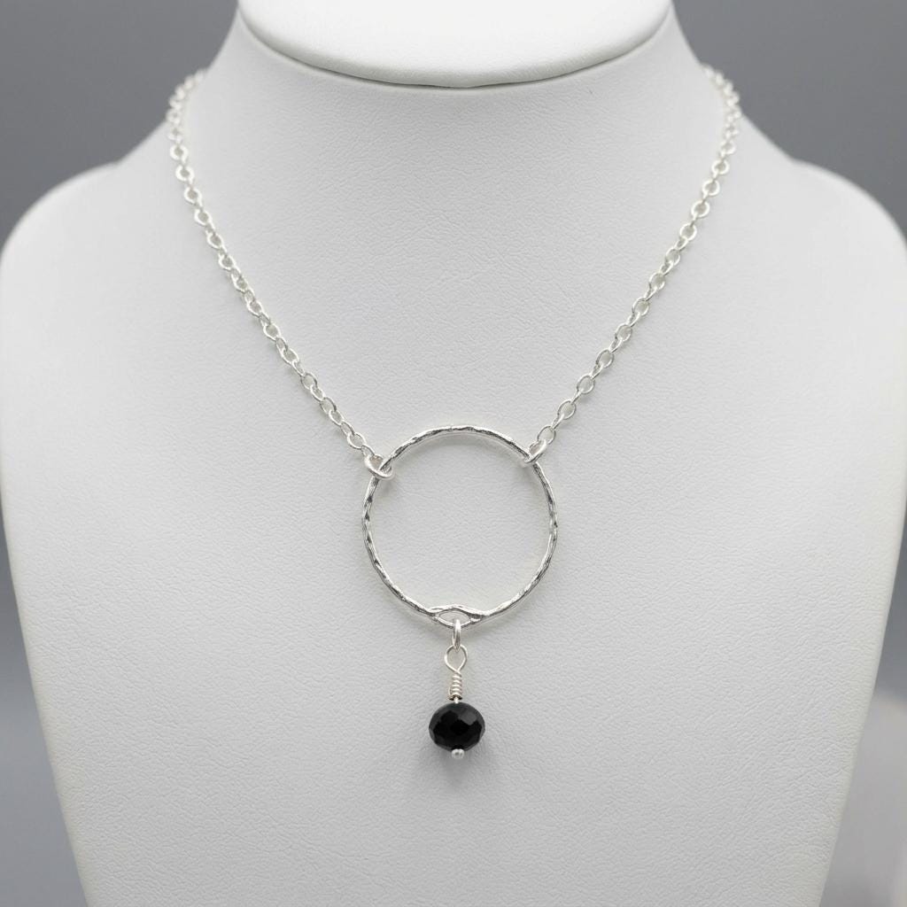 Sterling Silver Day Collar Necklace with Onyx - Locking Option - Handmade Artisan Partner Jewelry