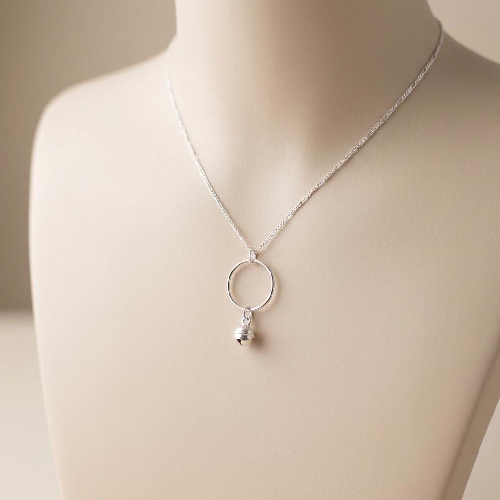 Sterling Silver Day Collar Minimalist Dainty Necklace with Bell - Locking Option - Partner Jewelry