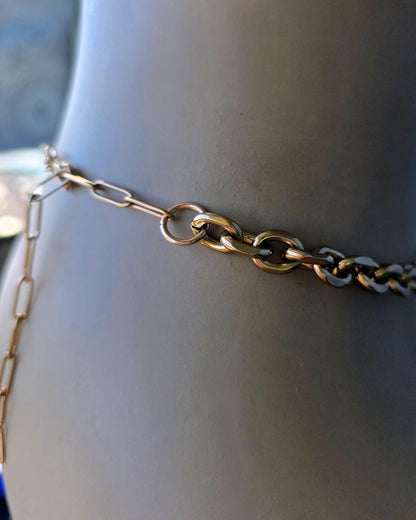 Rose Gold Steel Day Collar Choker Style Necklace with Heart Charm - Adjustable or Locking Clasp