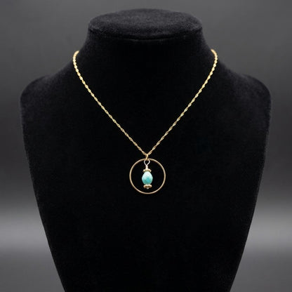 18 k Gold Vermeil Day Collar O Ring Necklace With Larimar - Luxury Handcrafted Artisan Partner Jewelry