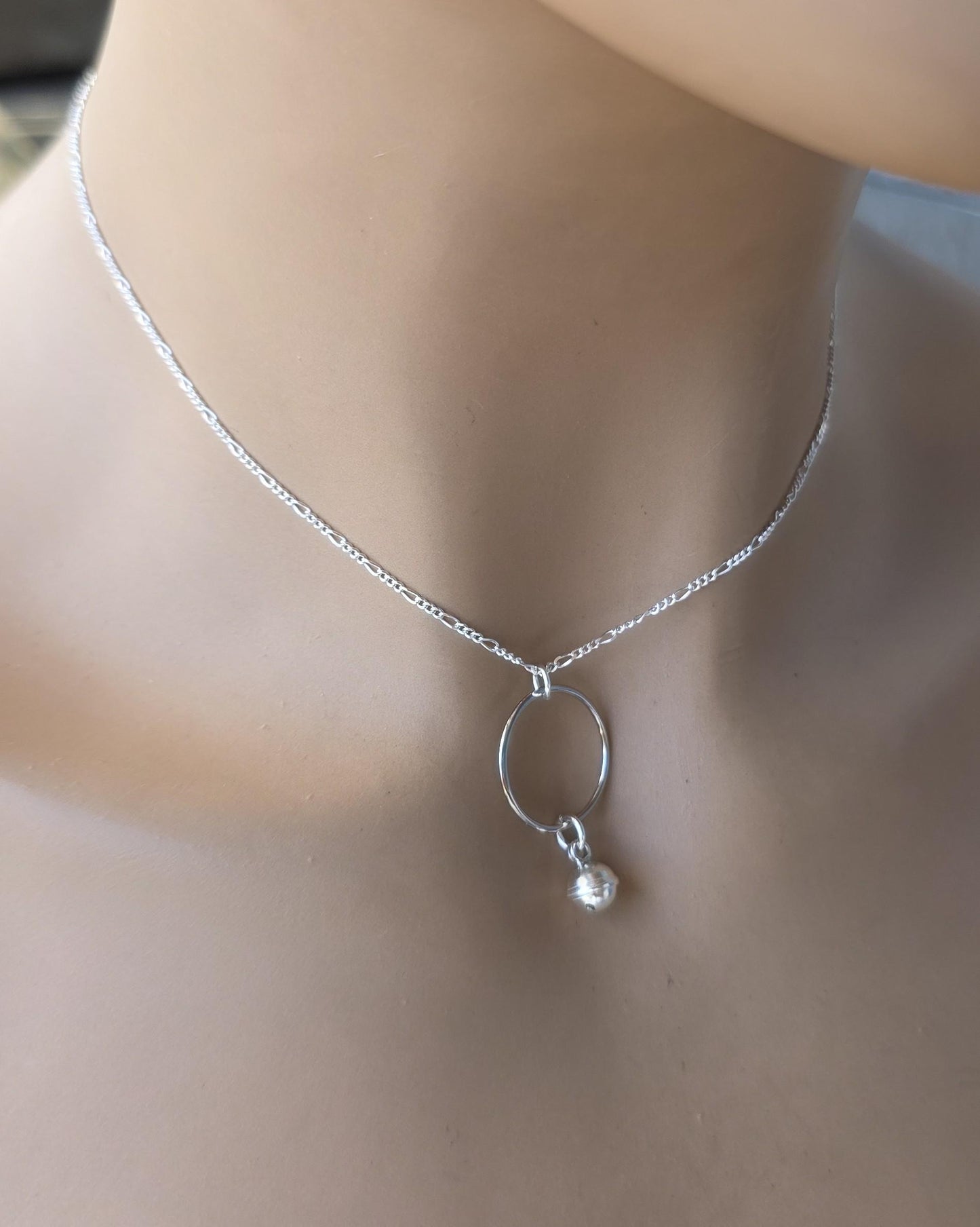Sterling Silver Day Collar Minimalist Dainty Necklace with Bell - Locking Option - Partner Jewelry