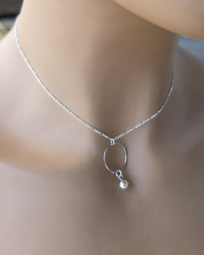 Sterling Silver Day Collar Minimalist Dainty Necklace with Bell - Locking Option - Partner Jewelry