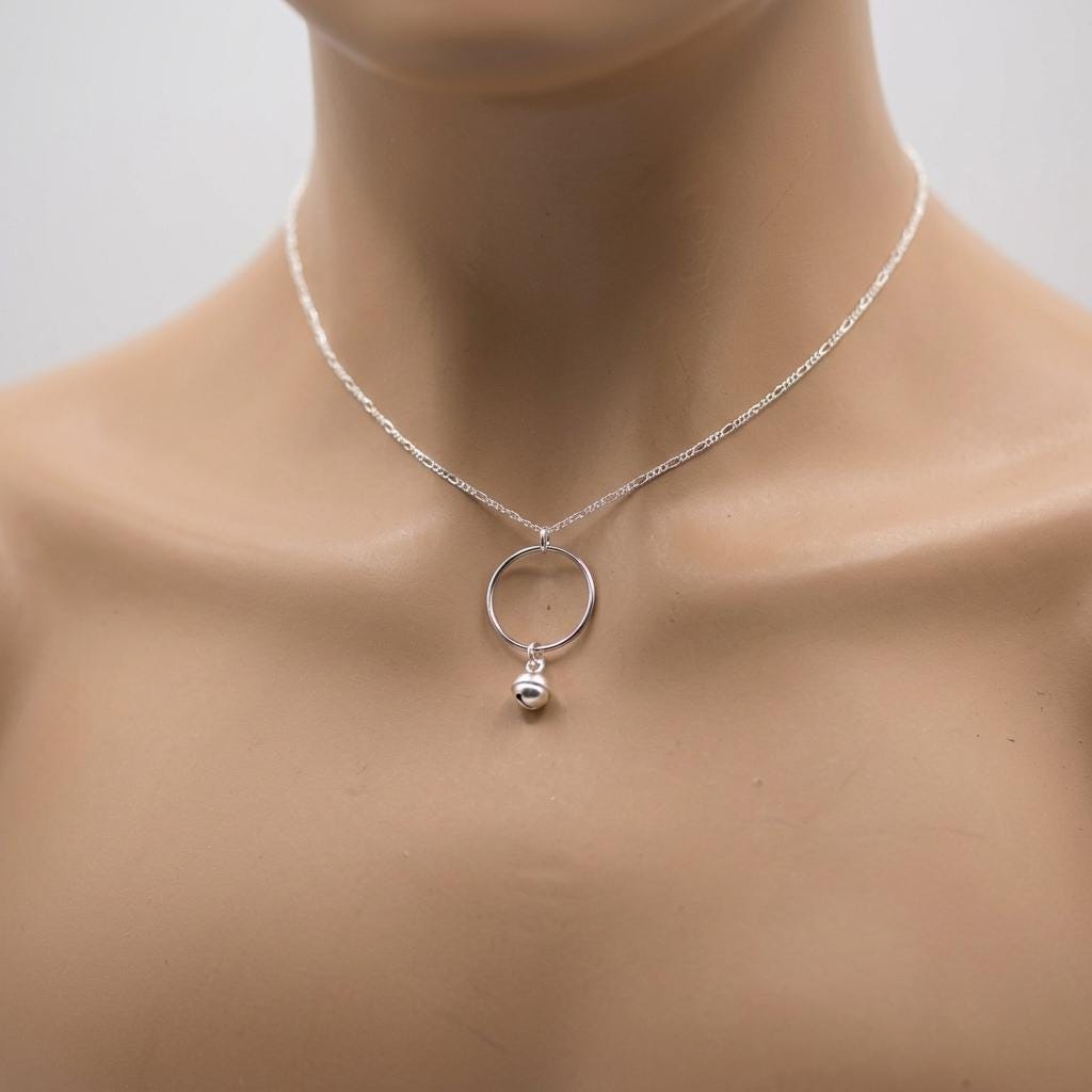Sterling Silver Day Collar Minimalist Dainty Necklace with Bell - Locking Option - Partner Jewelry