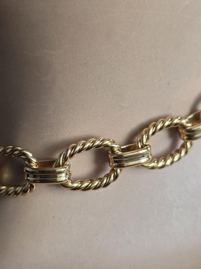 Gold Plated Steel Day Collar Choker Chunky Necklace with Permanent Locking Option