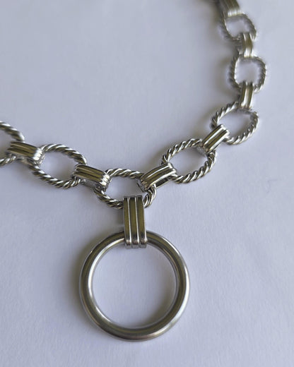 Steel Day Collar Chunky Choker Geometric Circle Necklace with O Ring & Permanent Locking Option