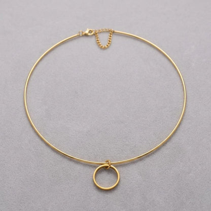 Steel Day Collar Rigid 1.5 mm Dainty Choker Necklace, Engraved Ring & Permanent Locking Option