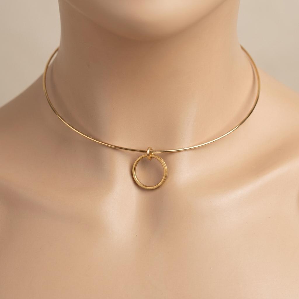 Steel Day Collar Rigid 1.5 mm Dainty Choker Necklace, Engraved Ring & Permanent Locking Option