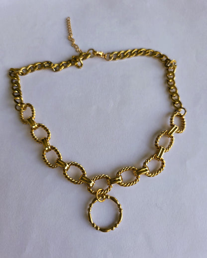 Gold Plated Steel Day Collar Choker Chunky Necklace with Permanent Locking Option