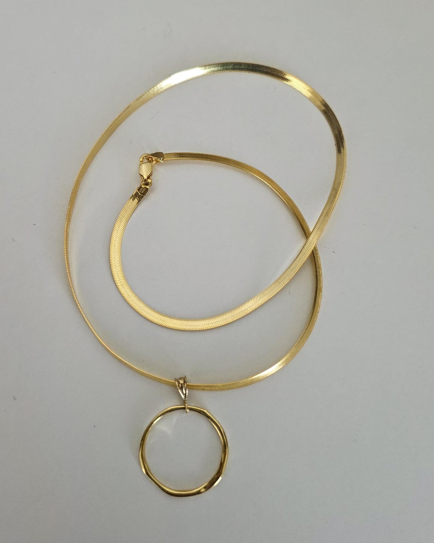 18k Gold Vermeil Over Sterling Silver Elegant Herringbone Day Collar Necklace, Romantic Luxury Fine Jewelry