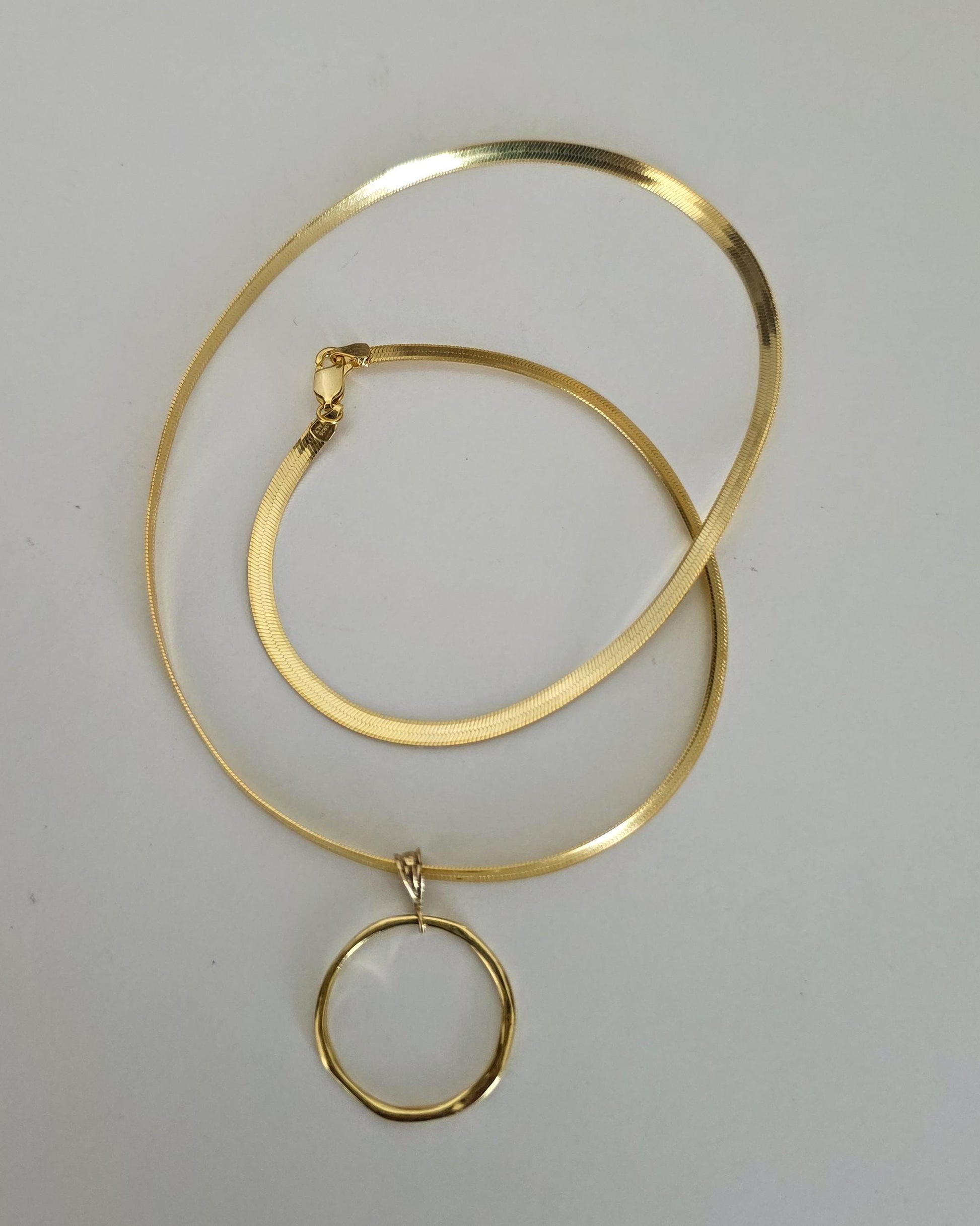 18k Gold Vermeil Over Sterling Silver Elegant Herringbone Day Collar Necklace, Romantic Luxury Fine Jewelry