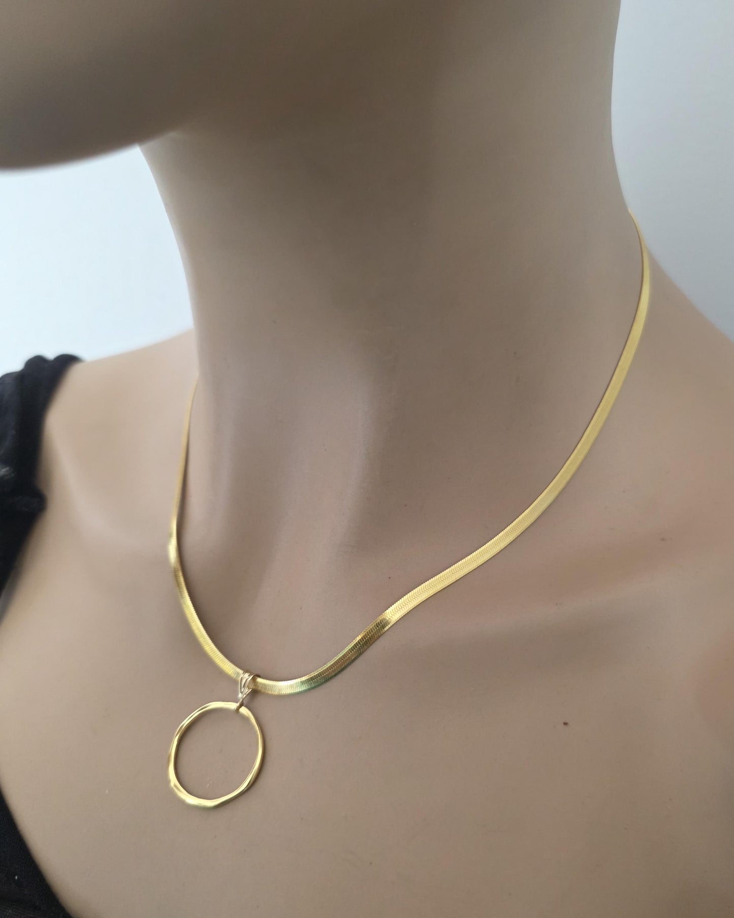 18k Gold Vermeil Over Sterling Silver Elegant Herringbone Day Collar Necklace, Romantic Luxury Fine Jewelry