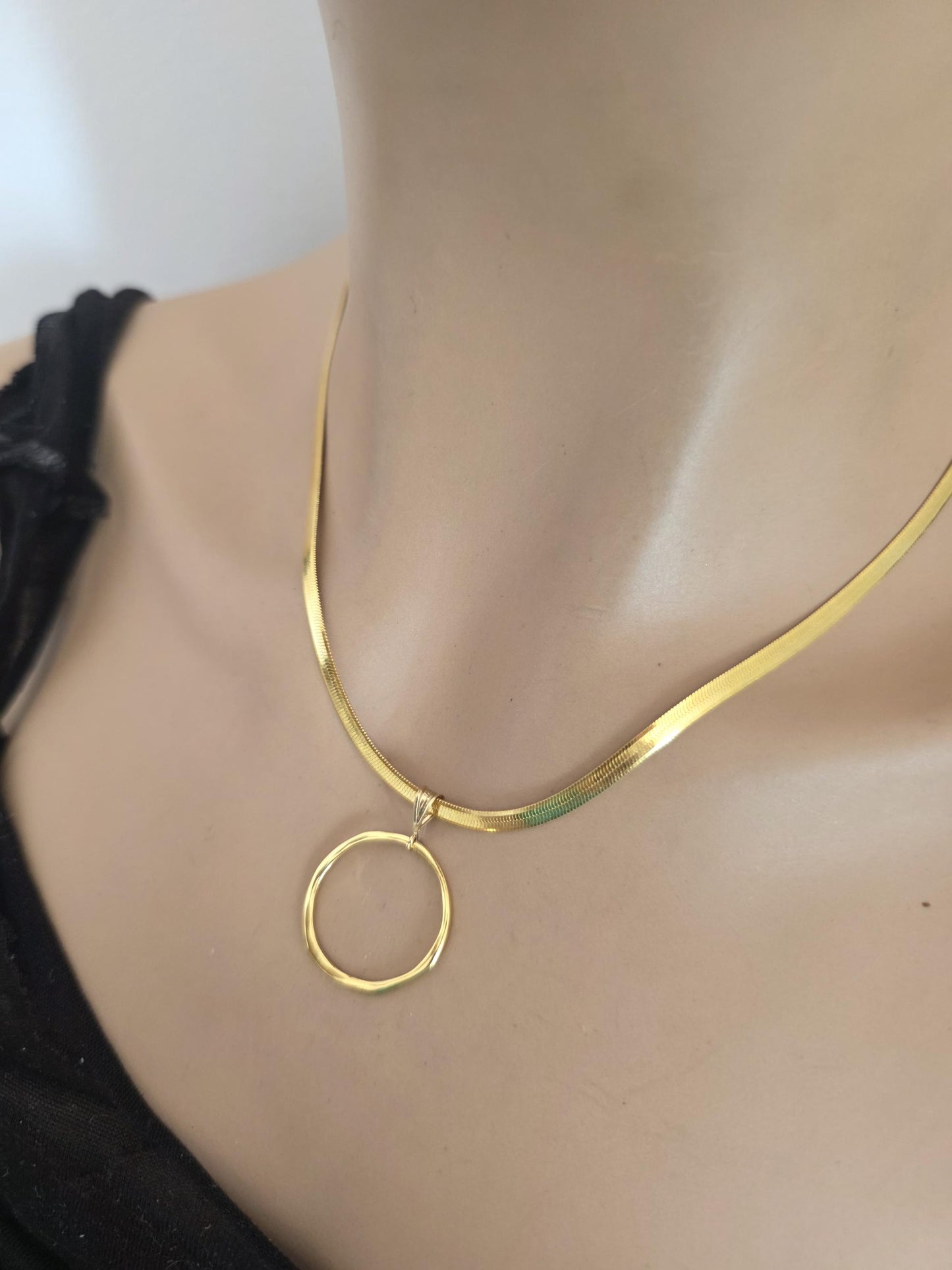 18k Gold Vermeil Over Sterling Silver Elegant Herringbone Day Collar Necklace, Romantic Luxury Fine Jewelry