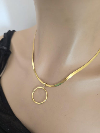 18k Gold Vermeil Over Sterling Silver Elegant Herringbone Day Collar Necklace, Romantic Luxury Fine Jewelry