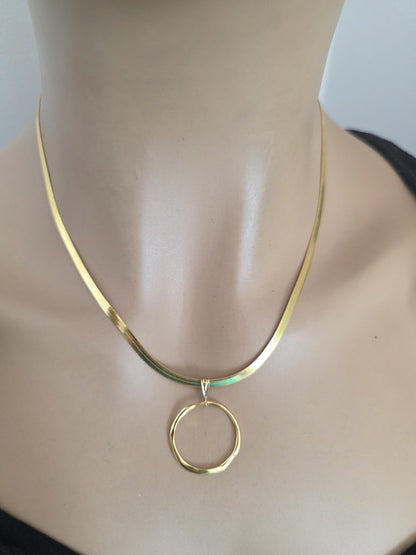 18k Gold Vermeil Over Sterling Silver Elegant Herringbone Day Collar Necklace, Romantic Luxury Fine Jewelry