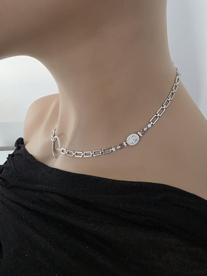 Moissanite & Rhodium Plated Sterling Silver Day Collar Choker Neckace, Highest Grade, Certificate Included, Romantic Devotion Jewelry