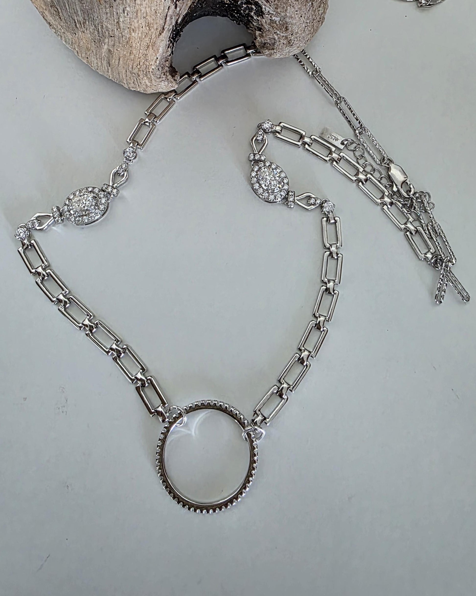 Moissanite & Rhodium Plated Sterling Silver Day Collar Choker Neckace, Highest Grade, Certificate Included, Romantic Devotion Jewelry
