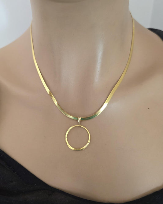 18k Gold Vermeil Over Sterling Silver Elegant Herringbone Day Collar Necklace, Romantic Luxury Fine Jewelry