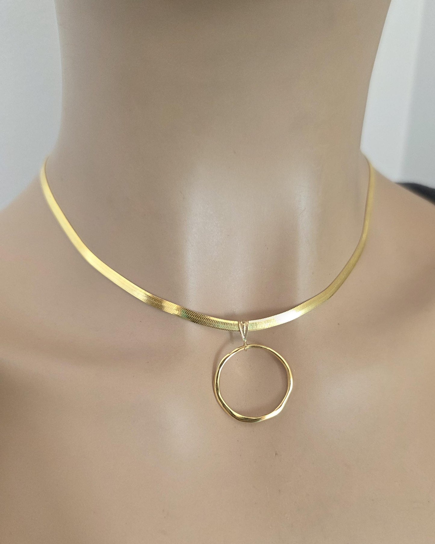 18k Gold Vermeil Over Sterling Silver Elegant Herringbone Day Collar Necklace, Romantic Luxury Fine Jewelry