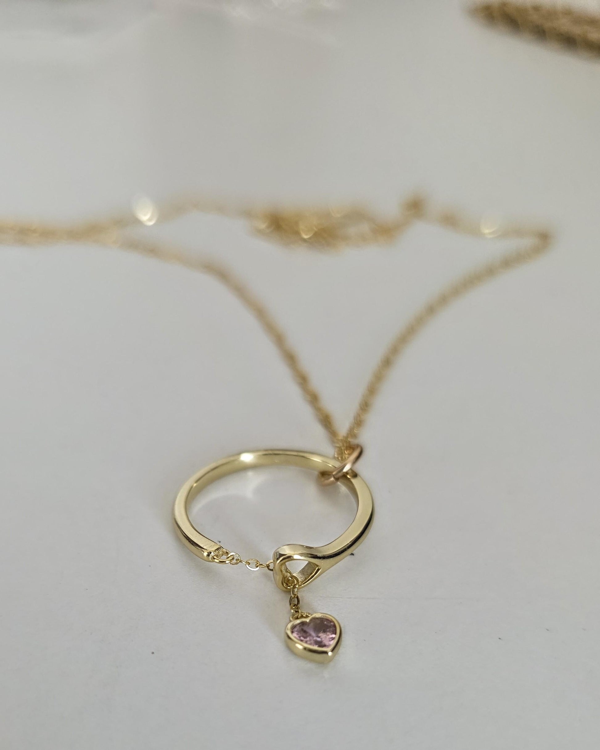 18k2 Gold Vermeil Over Sterling Silver Elegant Day Collar Necklace, Crystal Heart Charm Romantic Luxury Fine Jewelry