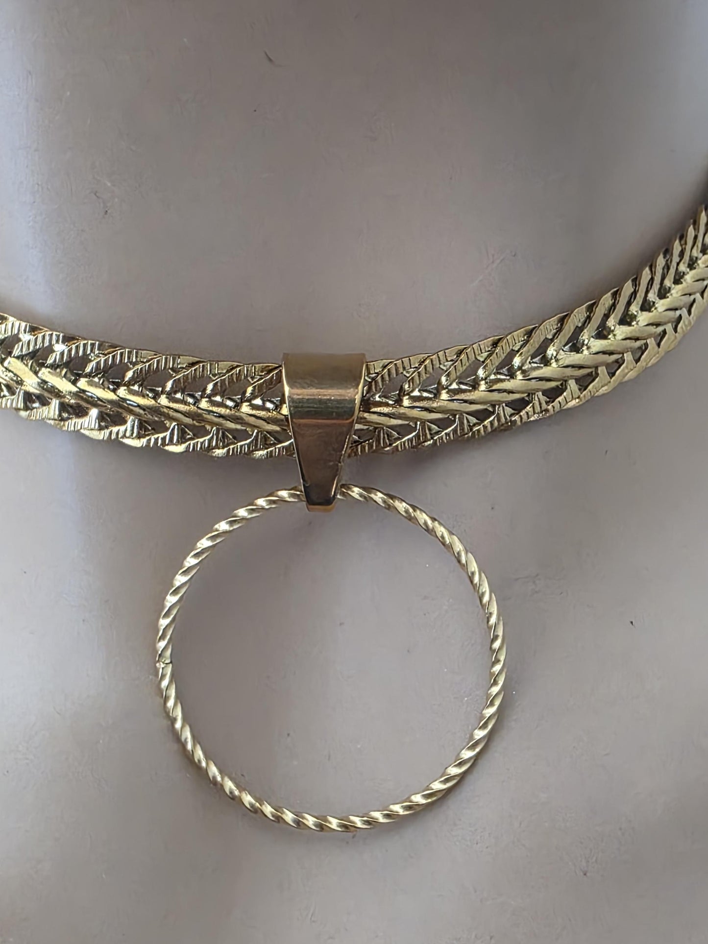 Gold Plated Steel Day Collar Choker Necklace, Bold Style, Permanent Locking Option - Couples Devotion Jewelry