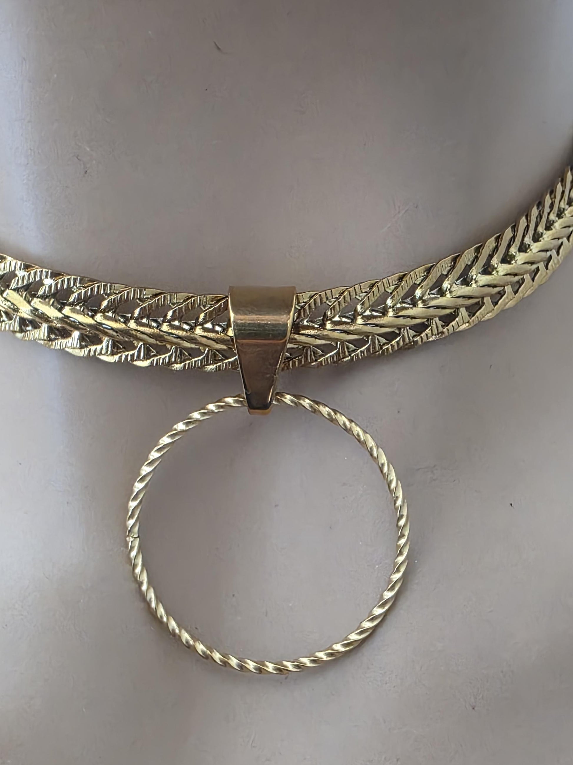 Gold Plated Steel Day Collar Choker Necklace, Bold Style, Permanent Locking Option - Couples Devotion Jewelry